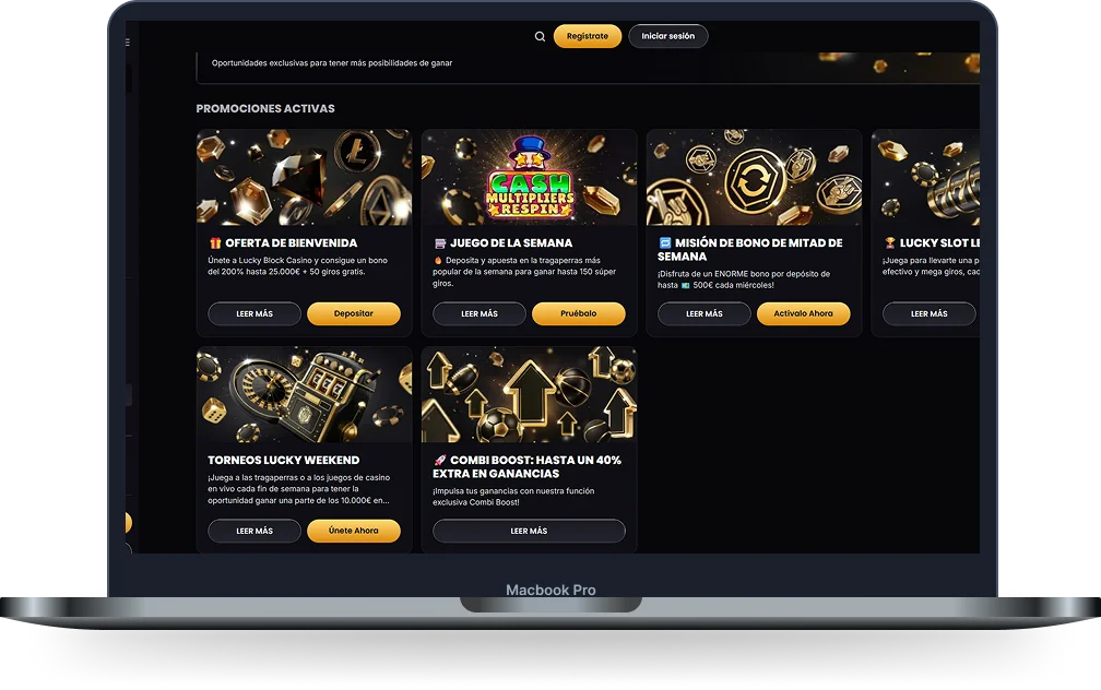 Lucky Block Casino promociones en ordenador Lucky Block Casino promociones activas mostradas en la versión para ordenador